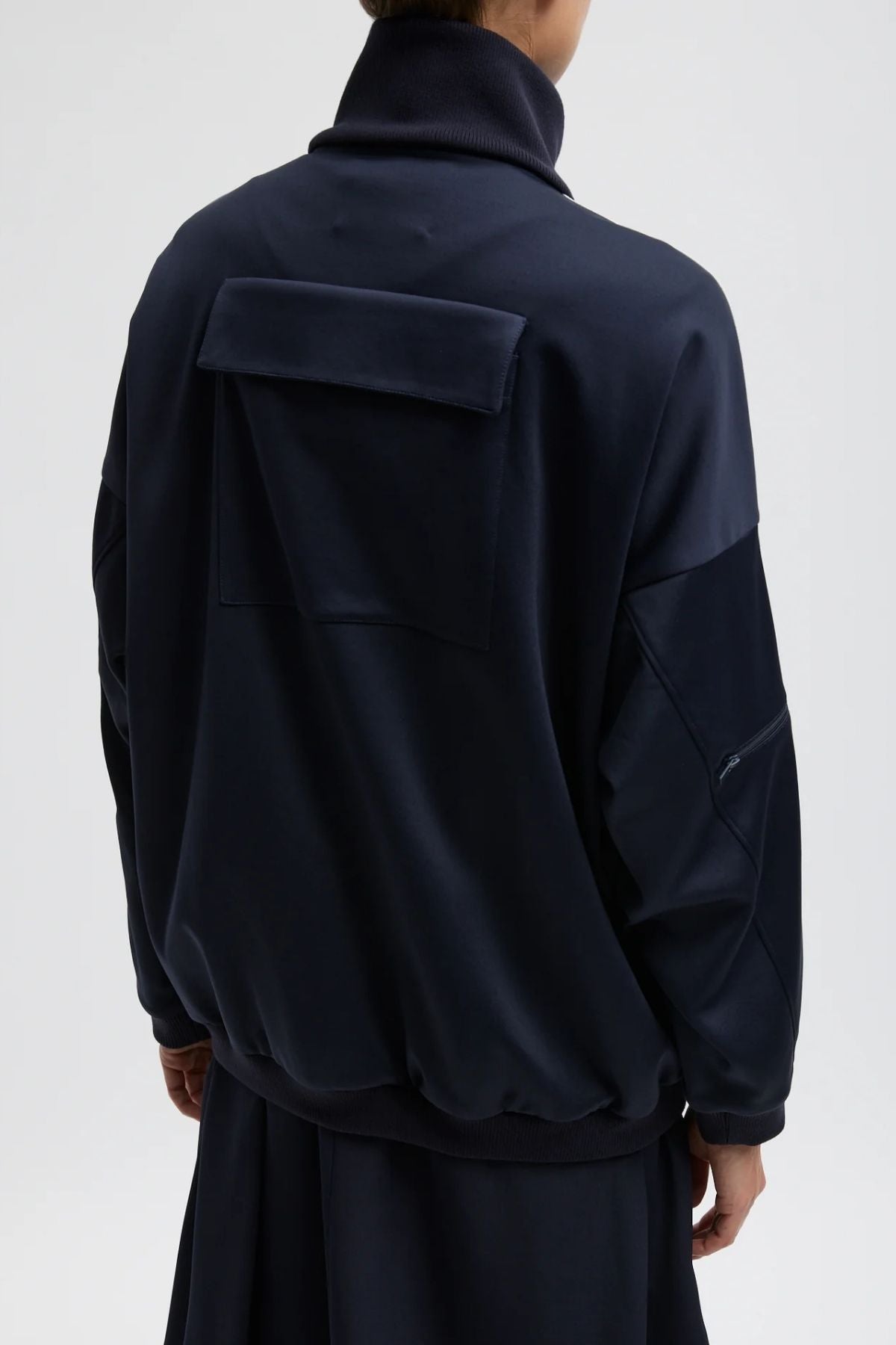 Tibi Active Knit Zipper Detailed Track Jacket - Navy