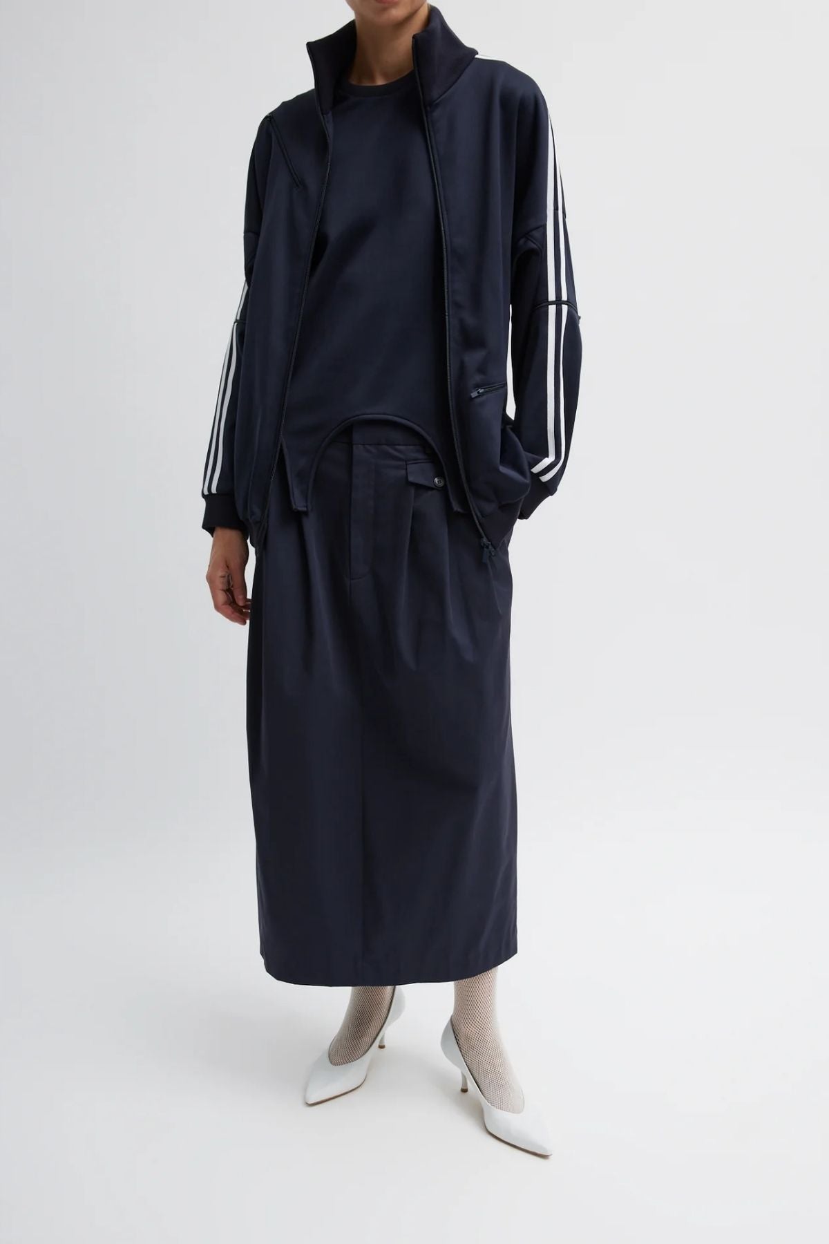 Tibi Active Knit Zipper Detailed Track Jacket - Navy