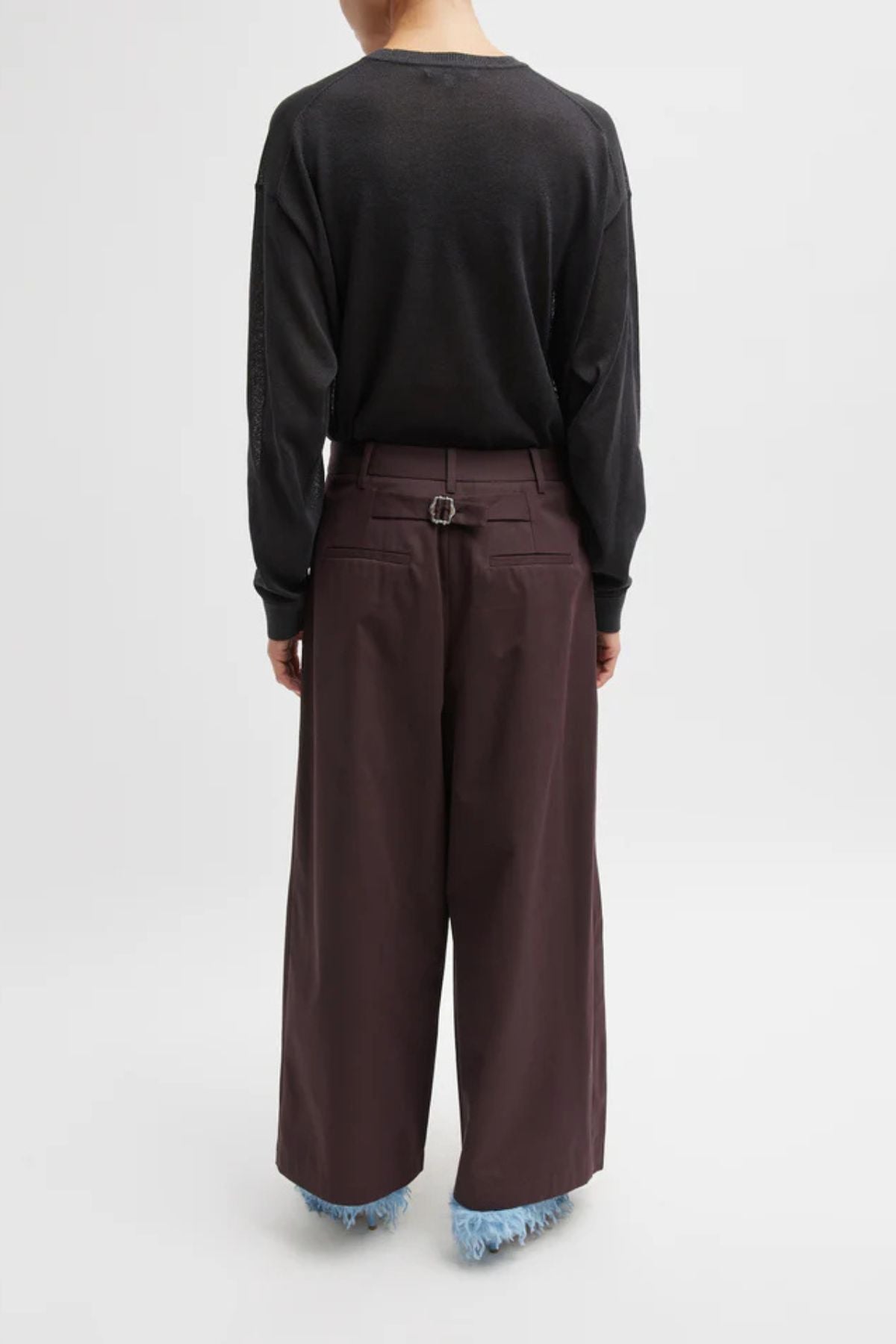 Tibi Bio Twill Triple Pleat Cropped Pant - Plum