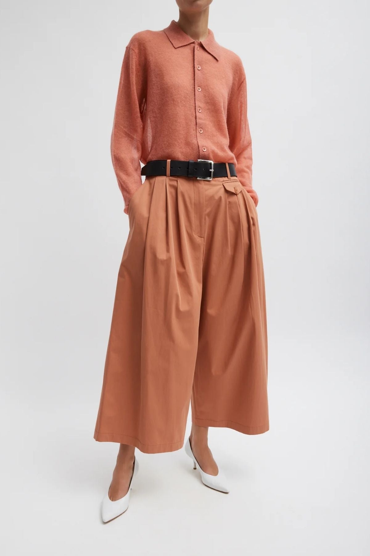 Tibi Bio Twill Triple Pleat Cropped Pant - Yam