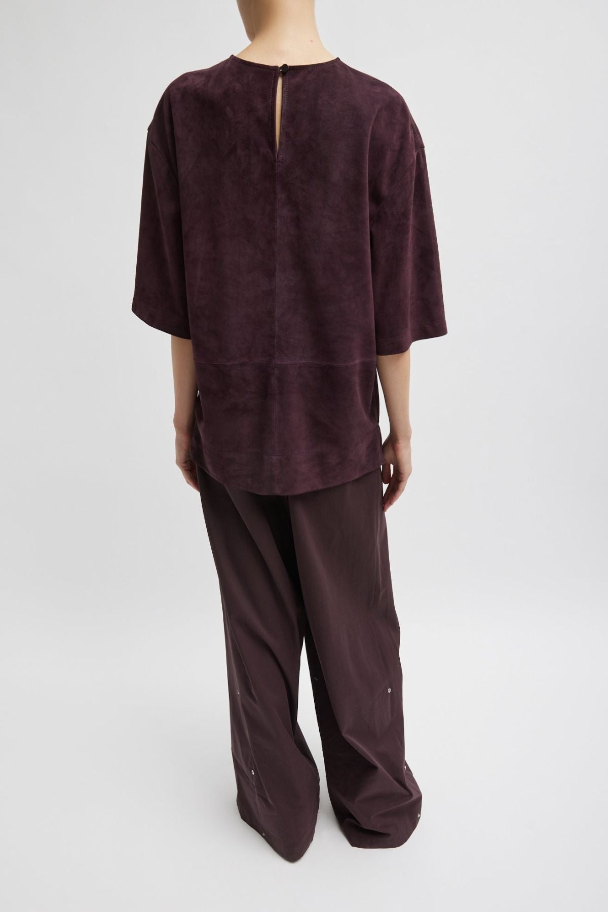 Tibi Cassiterite Suede Easy Tshirt - Plum