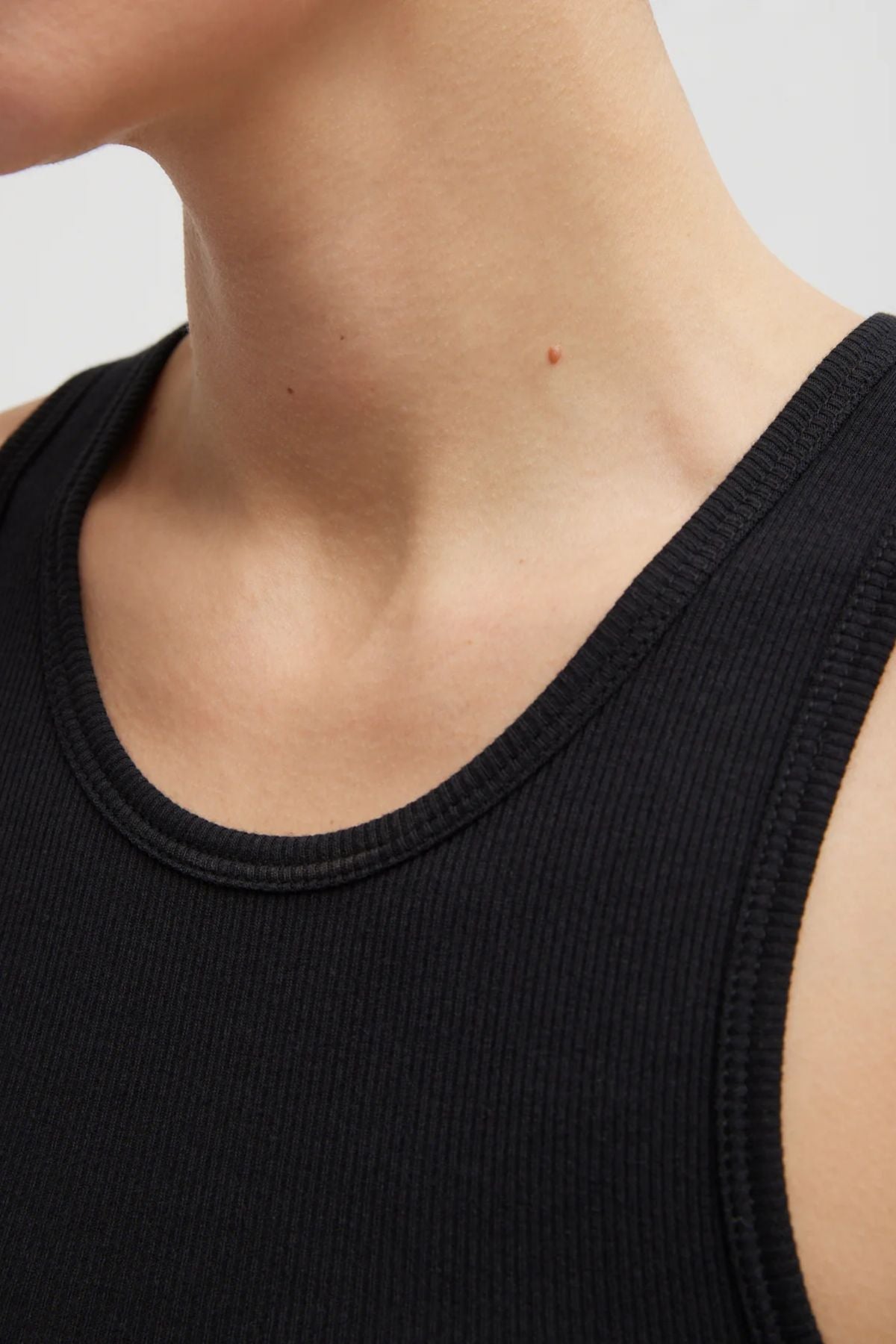 Tibi Circular Fine Rib T-Shirt Tank - Black