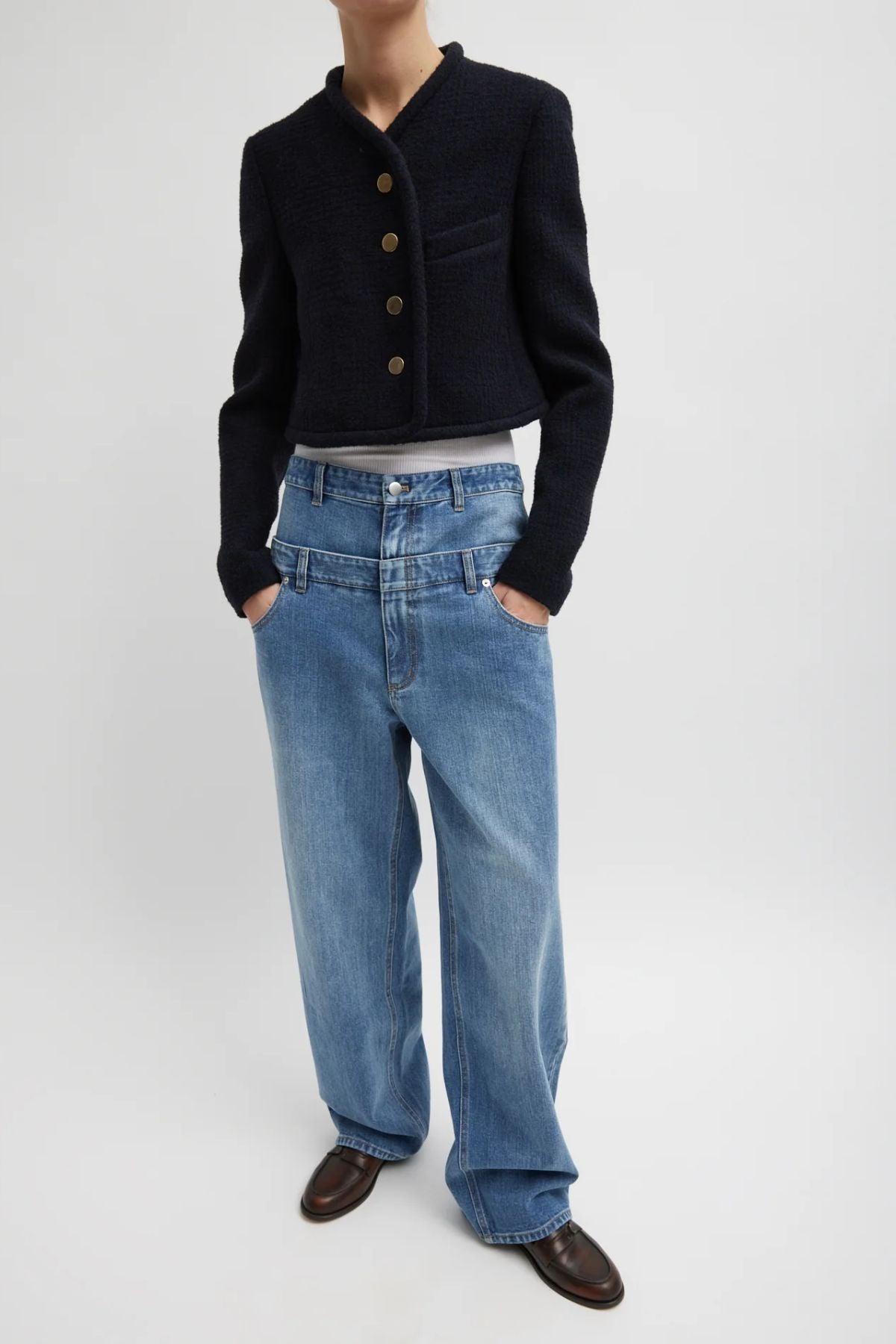 Tibi Double Waisted Carpenter Jean - Classic Blue