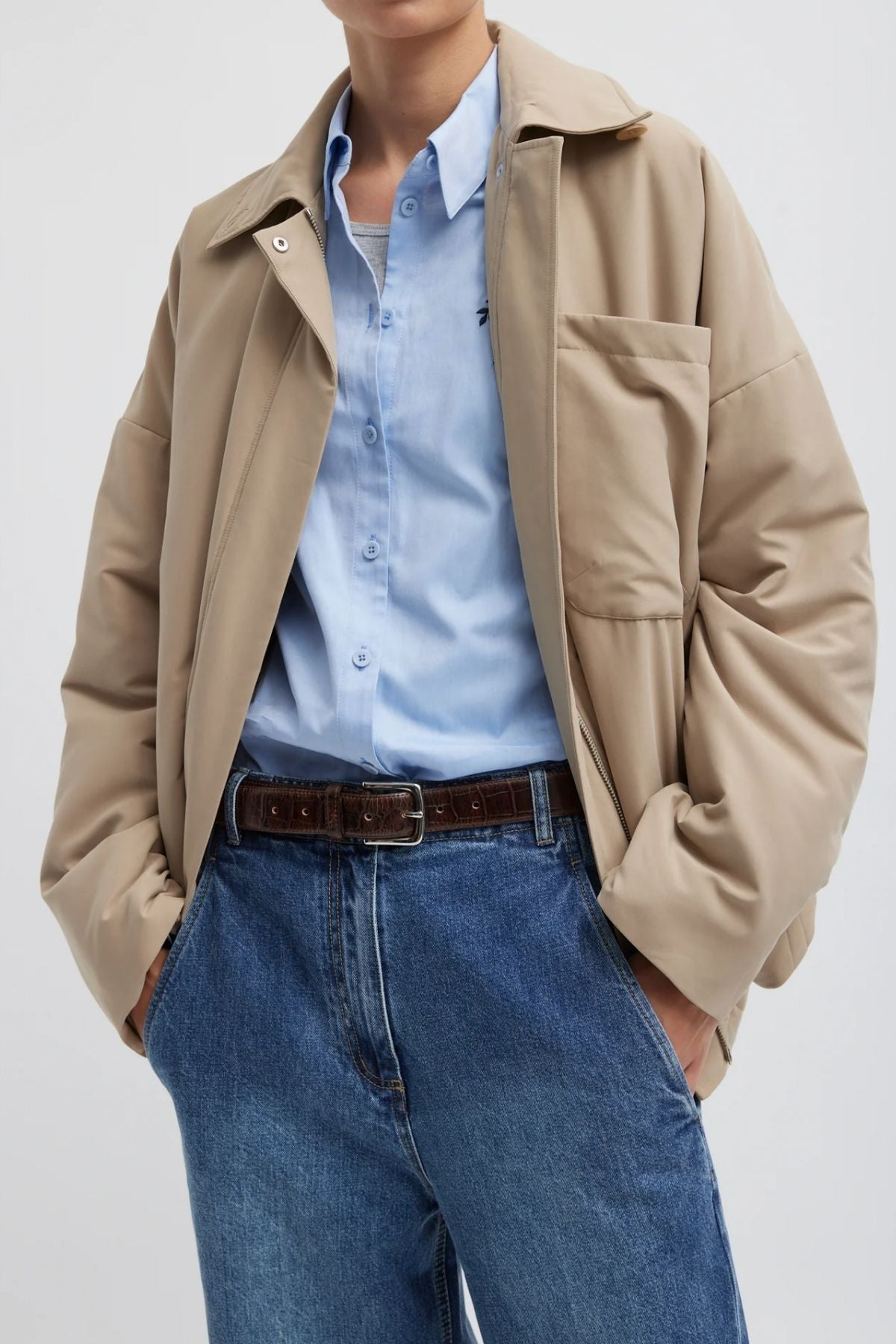 Tibi Clyde Padding Shirt Jacket - Tan