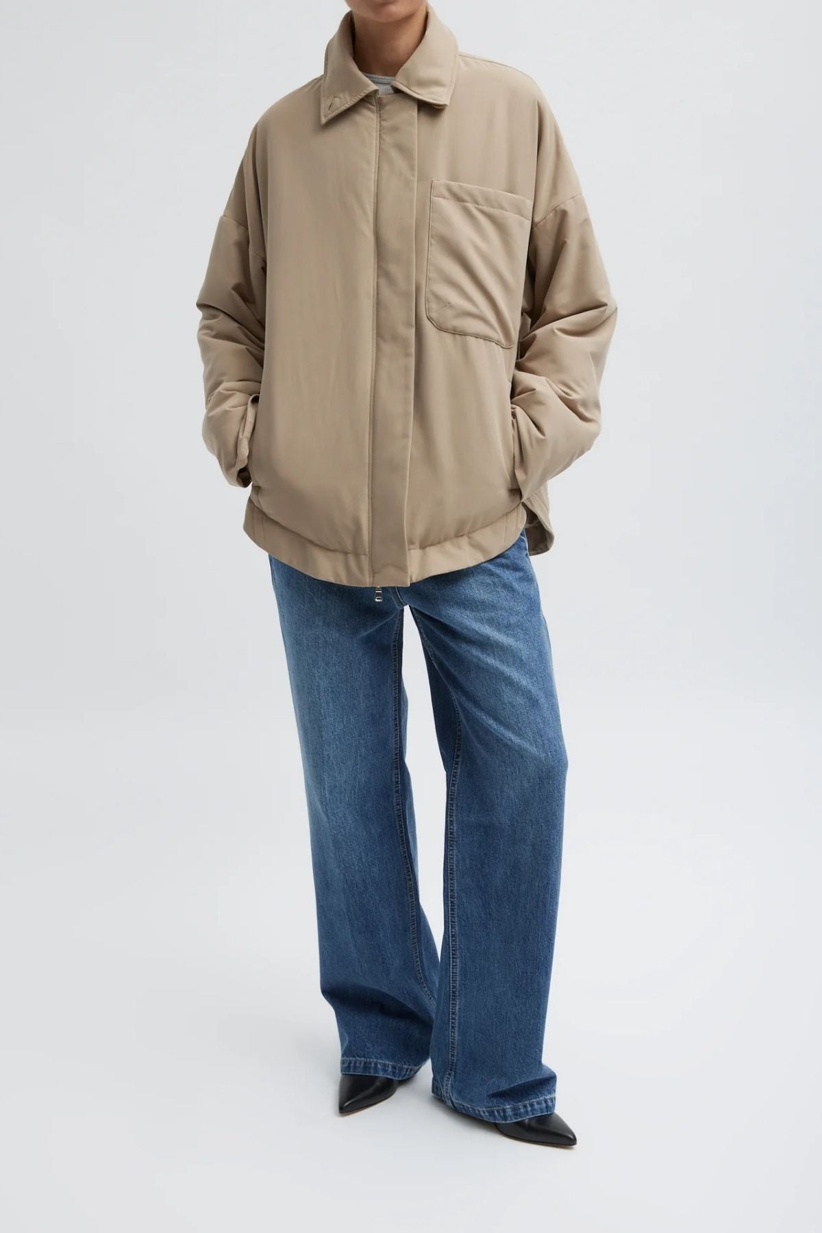 Tibi Clyde Padding Shirt Jacket - Tan