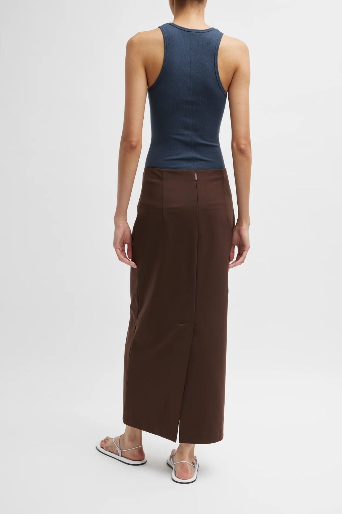 Tibi Compact Ultra Stretch Knit Pencil Skirt - Brown