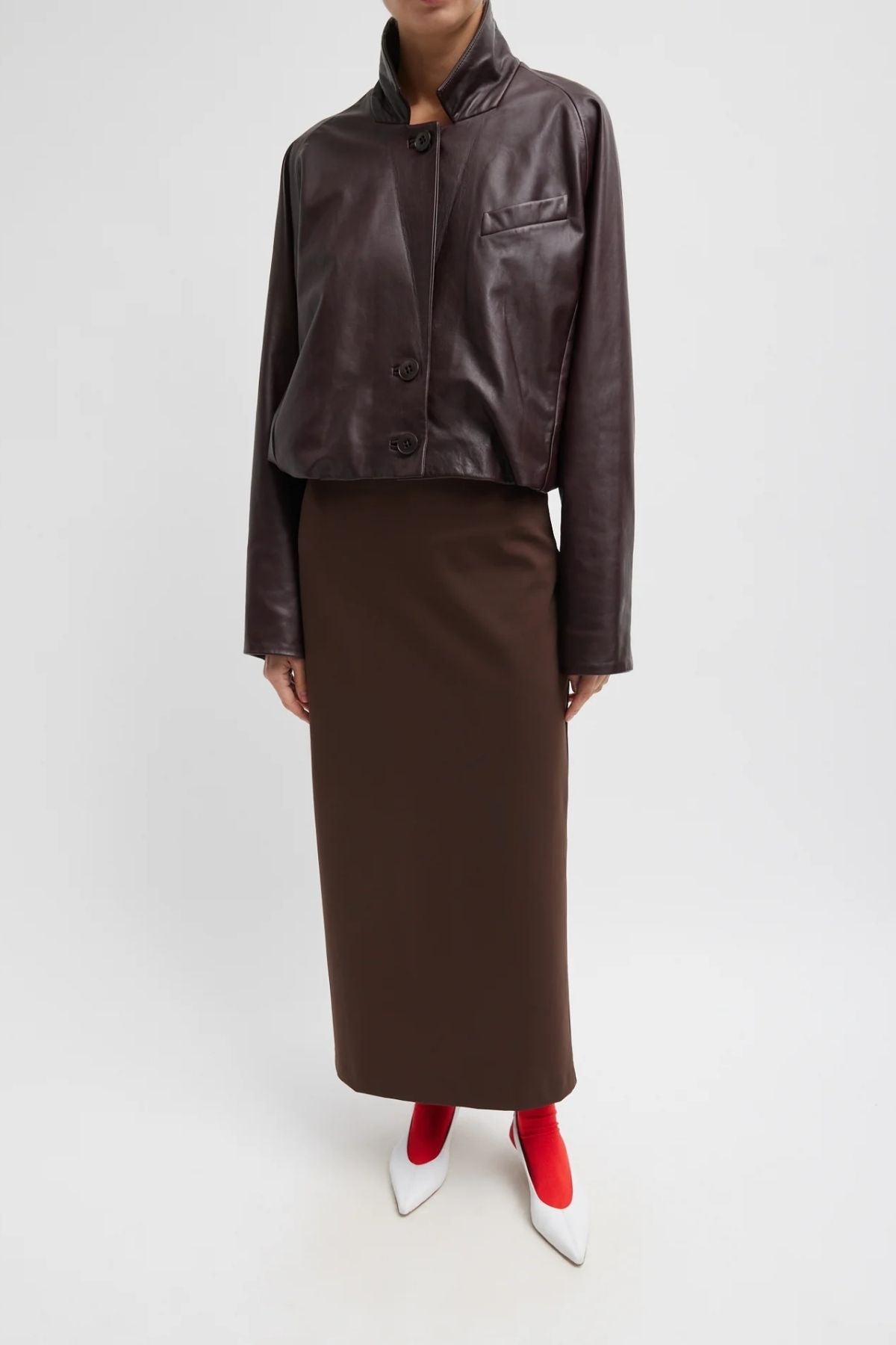 Tibi Compact Ultra Stretch Knit Pencil Skirt - Brown