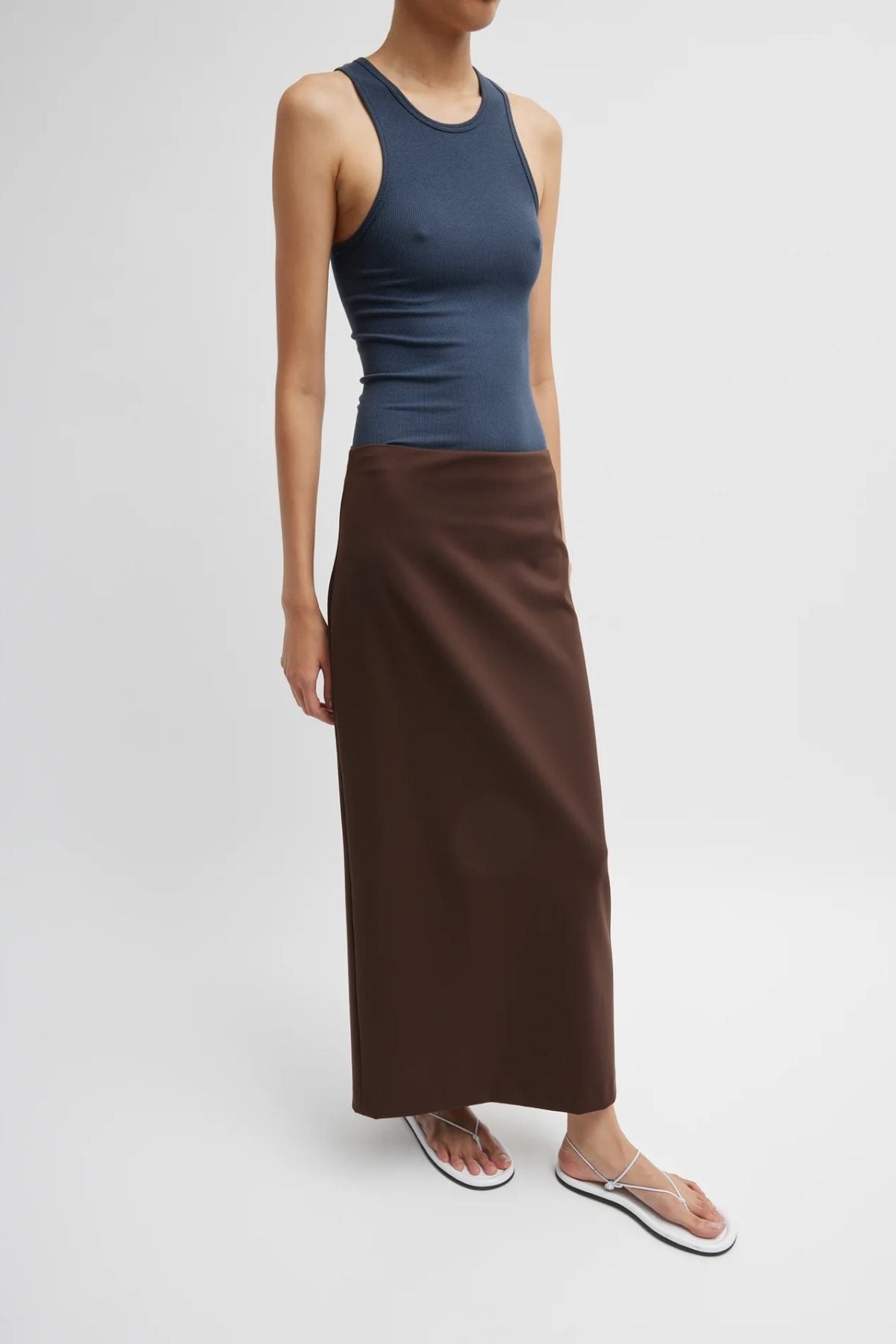 Tibi Compact Ultra Stretch Knit Pencil Skirt - Brown