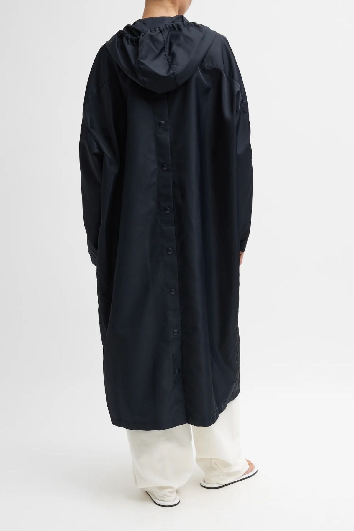 Tibi Crispy Nylon Hooded Coat - Navy