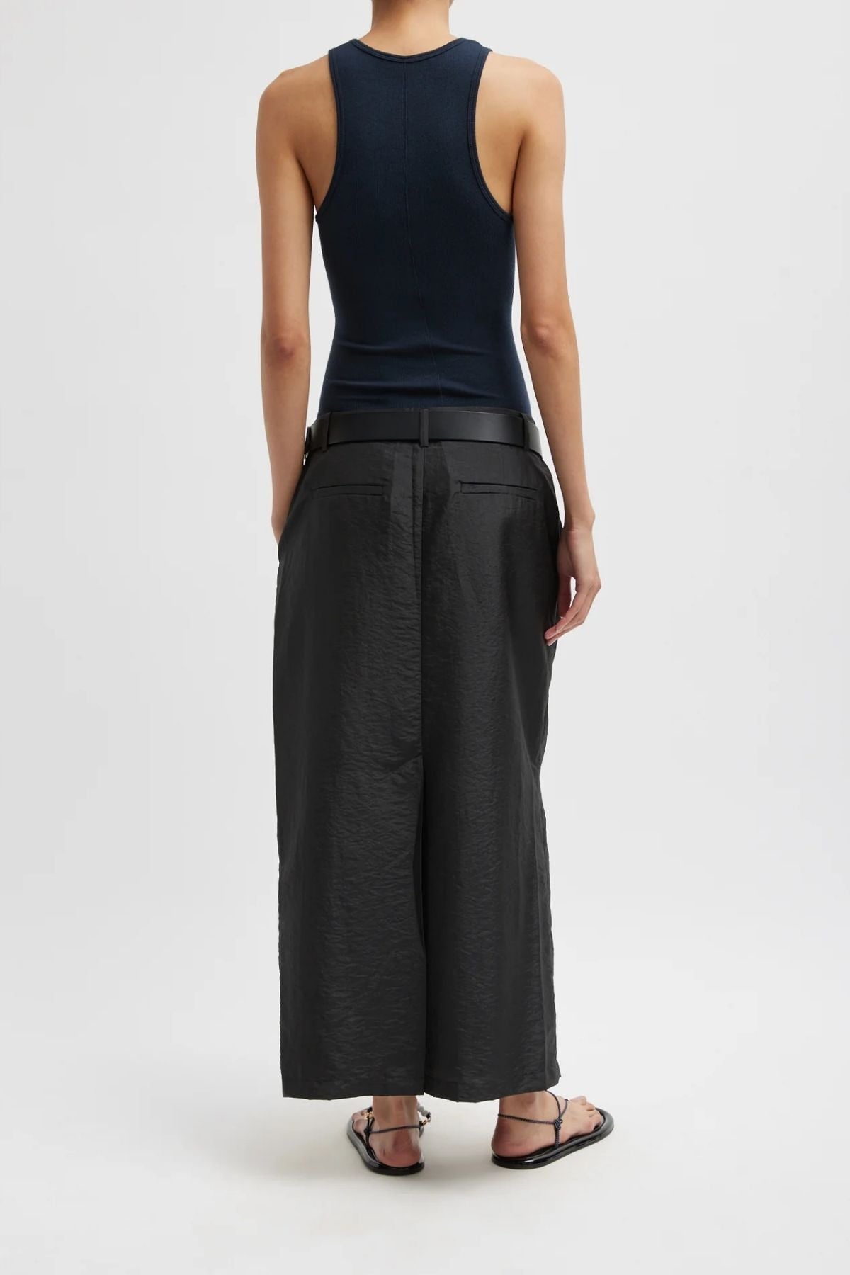 Tibi Crispy Nylon Maxi Skirt - Black