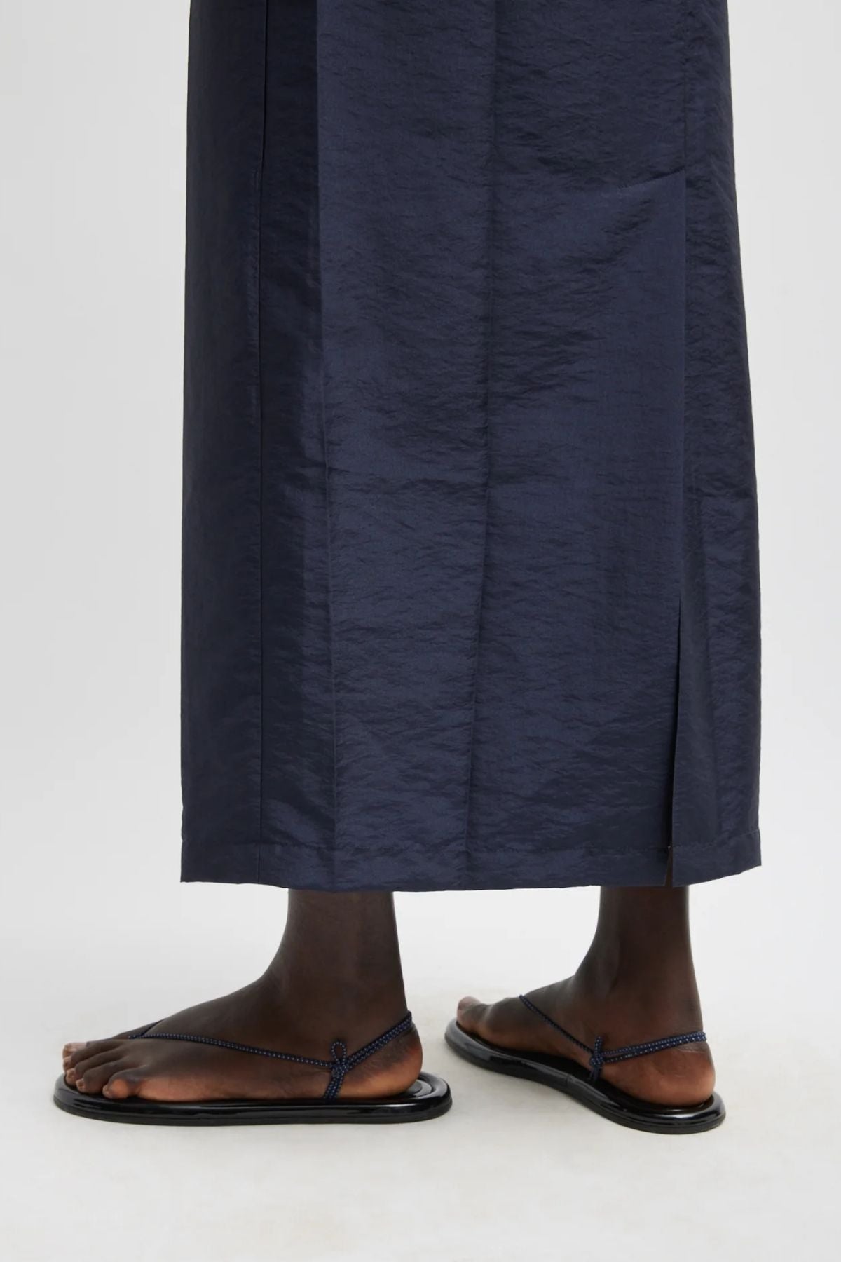 Tibi Crispy Nylon Maxi Skirt - Navy