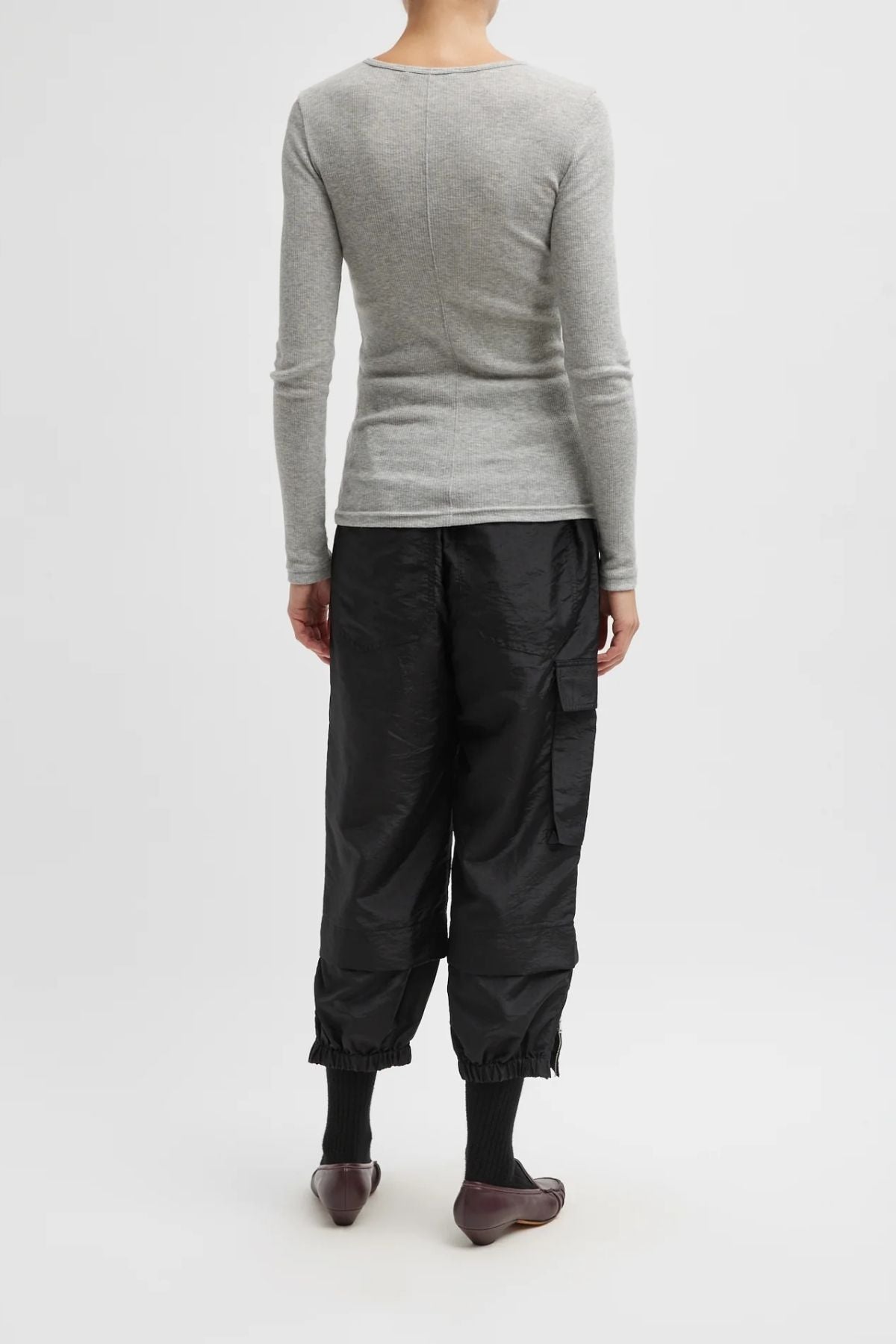 Tibi Crispy Nylon Wilt Pull On Jogger - Black