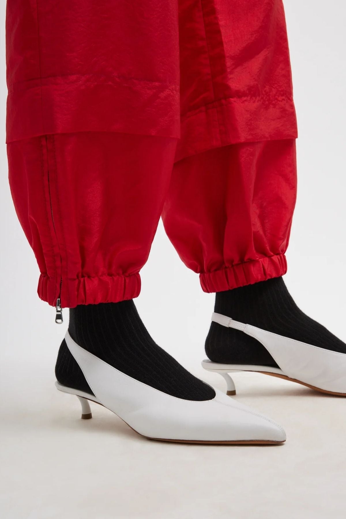 Tibi Crispy Nylon Wilt Pull On Jogger - Red