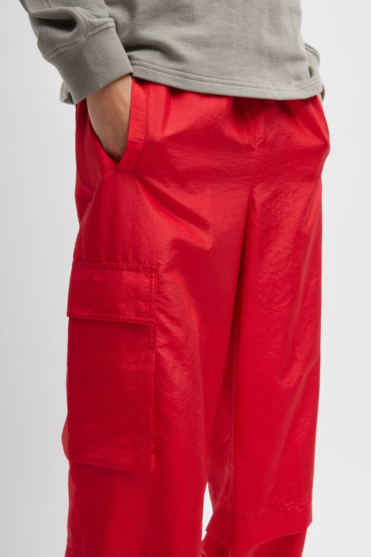 Tibi Crispy Nylon Wilt Pull On Jogger - Red