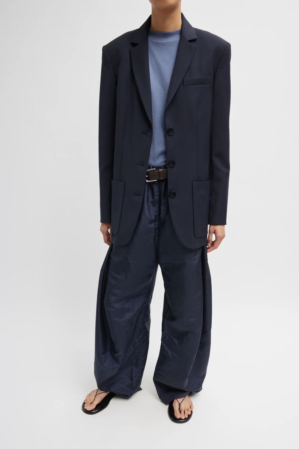 Tibi Crispy Nylon Winslow Pant - Navy