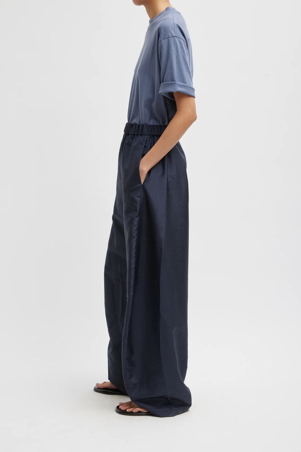 Tibi Crispy Nylon Winslow Pant - Navy