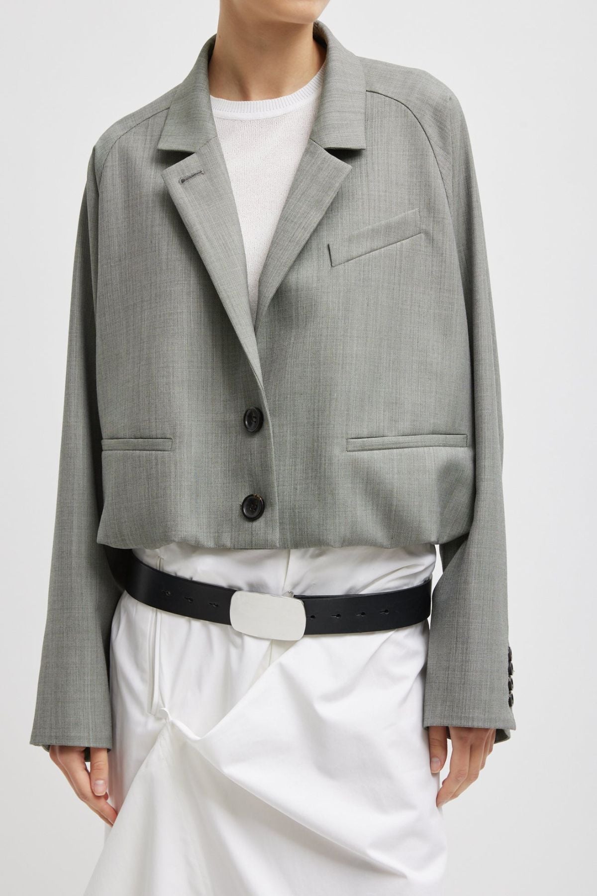 Tibi Ellis Suiting Raglan Blazer - Light Green Multi