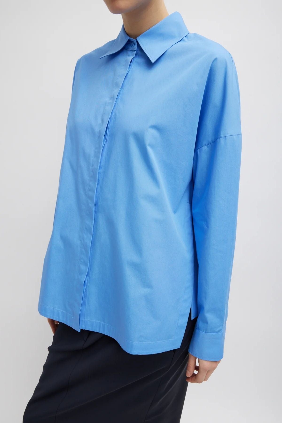 Tibi Gabe Oversized Shirt - Newman Blue