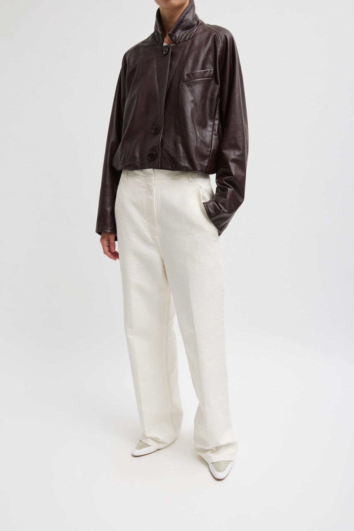 Tibi Garment Dyed Cotton Dobby Barry Jean - Off White