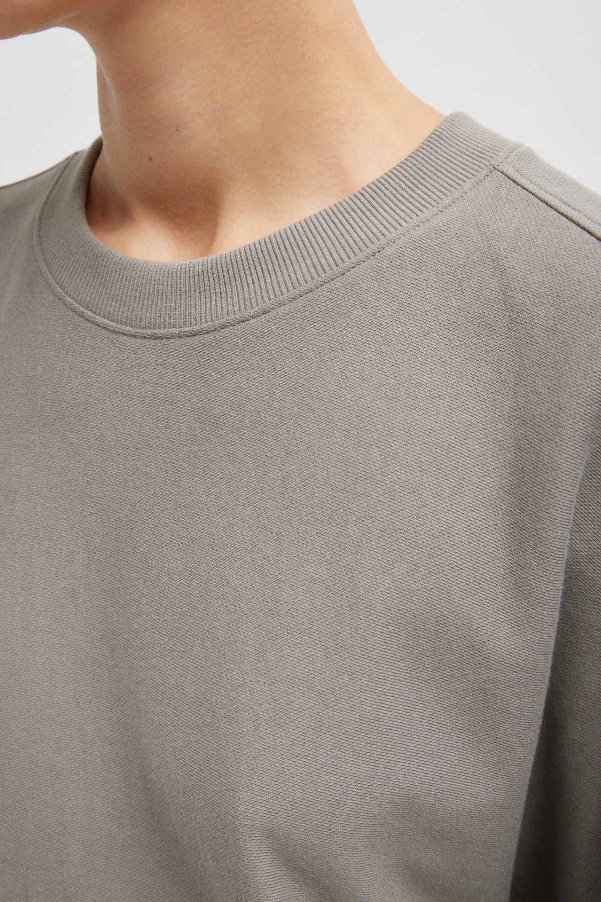 Tibi Light Weight Sweatshirting Crewneck Sweatshirt - Dark Stone