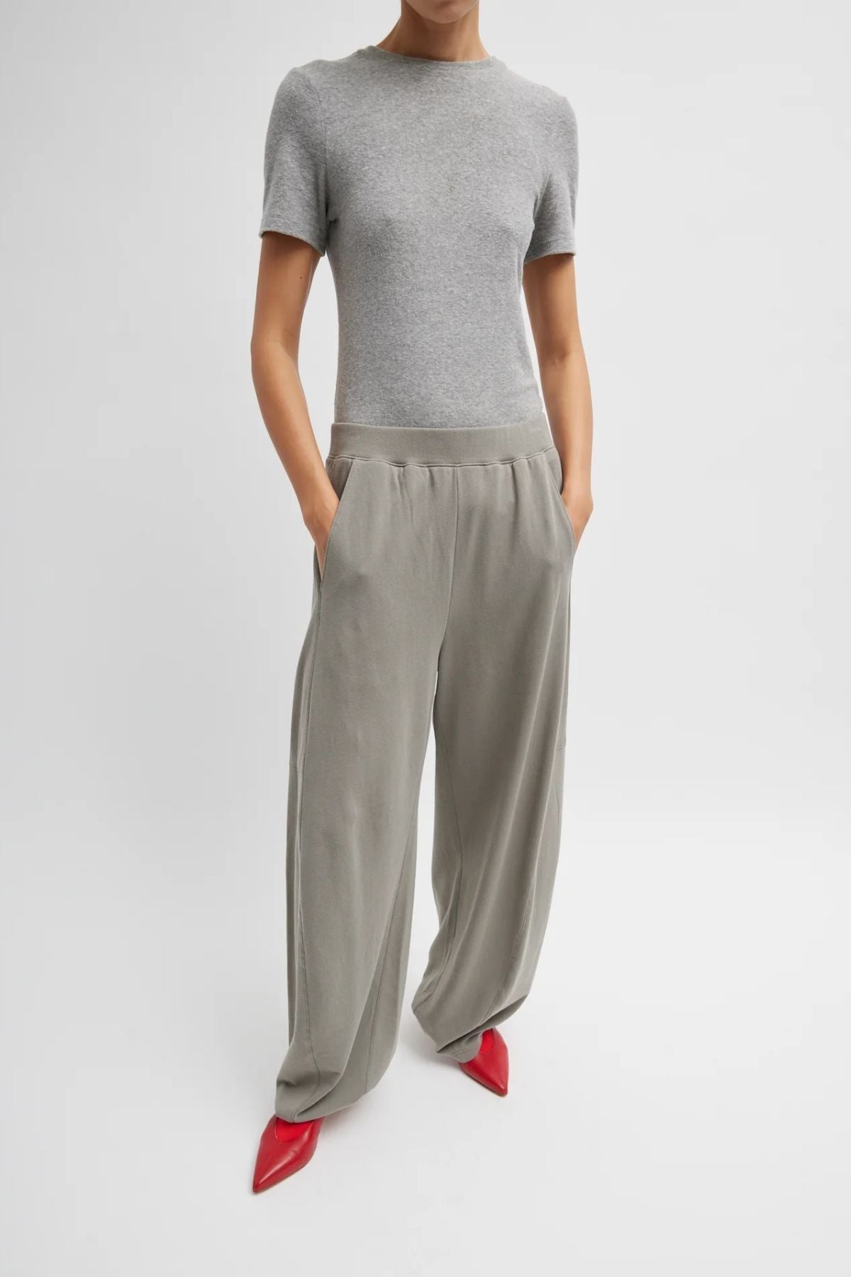 Tibi Light Weight Sweatshirting Winslow Pant - Dark Stone