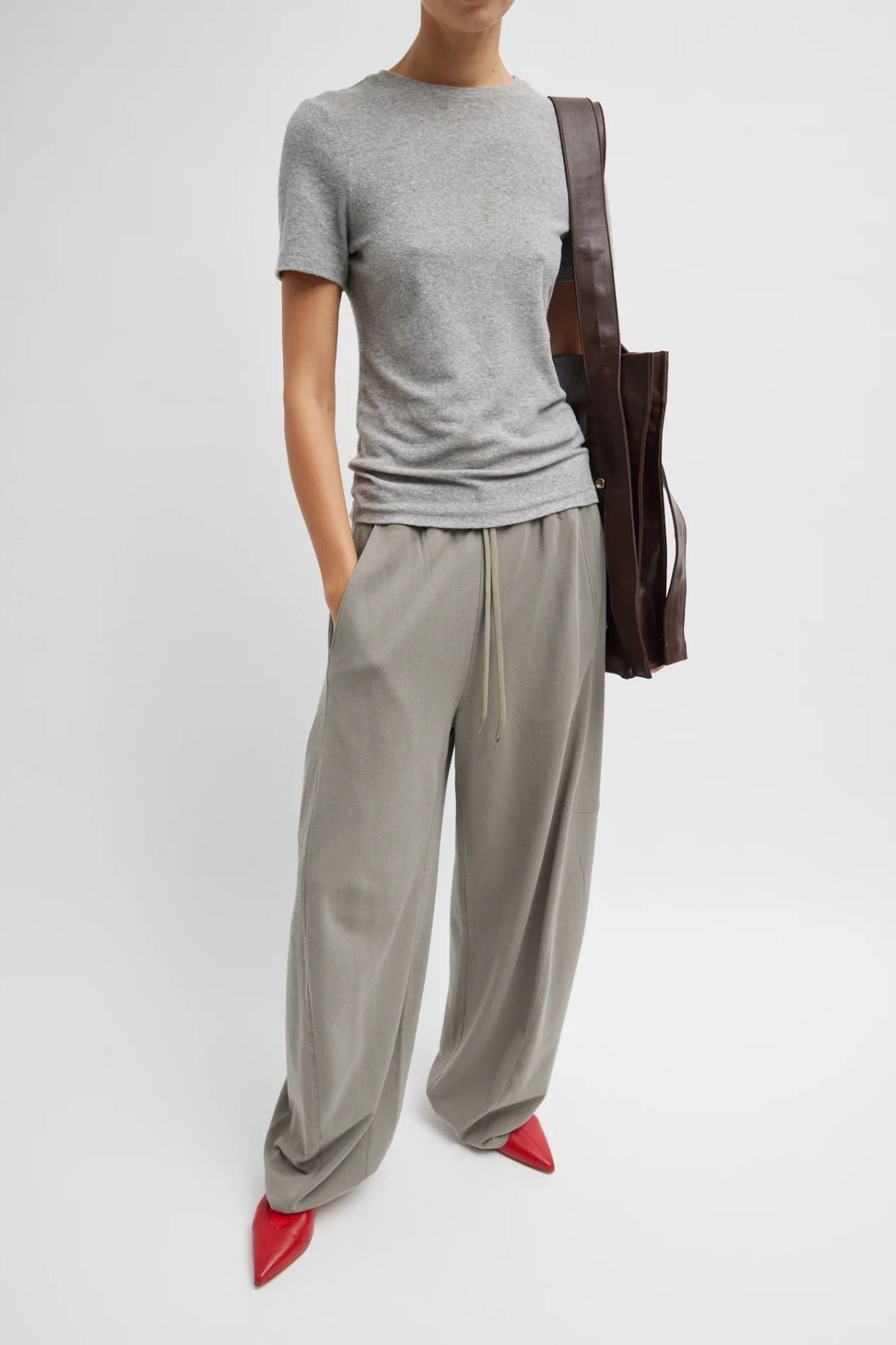 Tibi Light Weight Sweatshirting Winslow Pant - Dark Stone