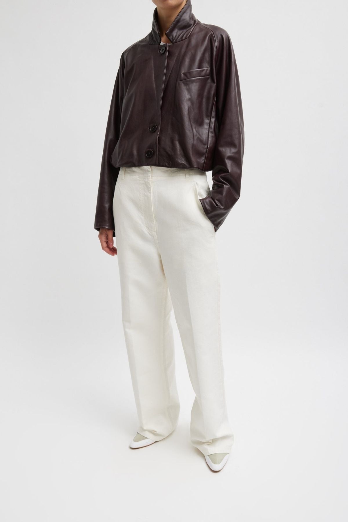 Tibi Raglan Sleeve Leather Blazer - Brown