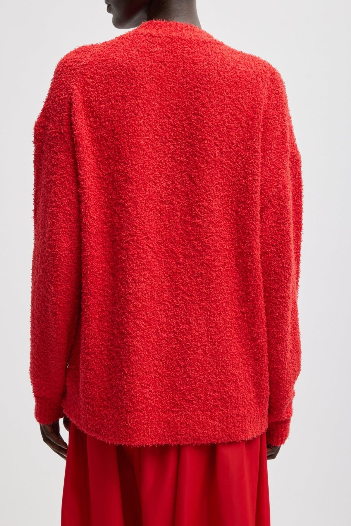 Tibi Serviette Crewneck Easy Pullover- Red