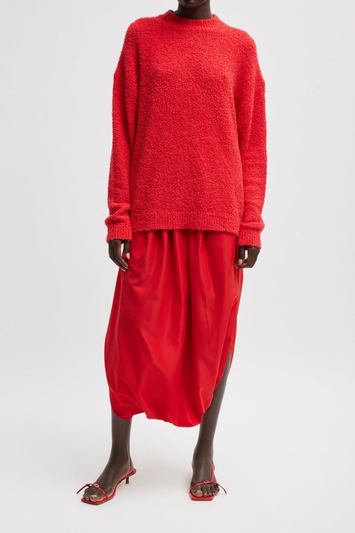 Tibi Serviette Crewneck Easy Pullover- Red