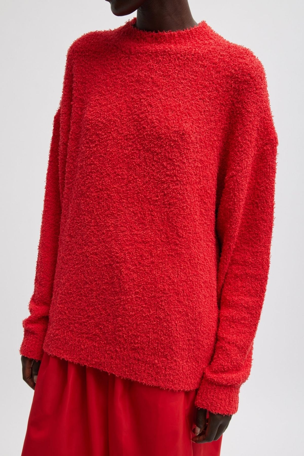 Tibi Serviette Crewneck Easy Pullover- Red