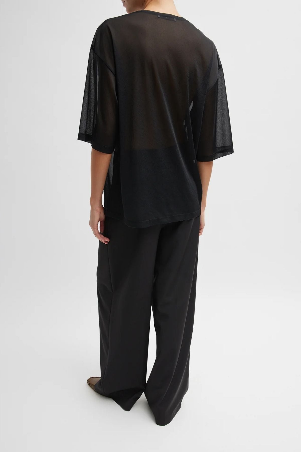 Tibi Sheer Gauze Easy T-Shirt - Black