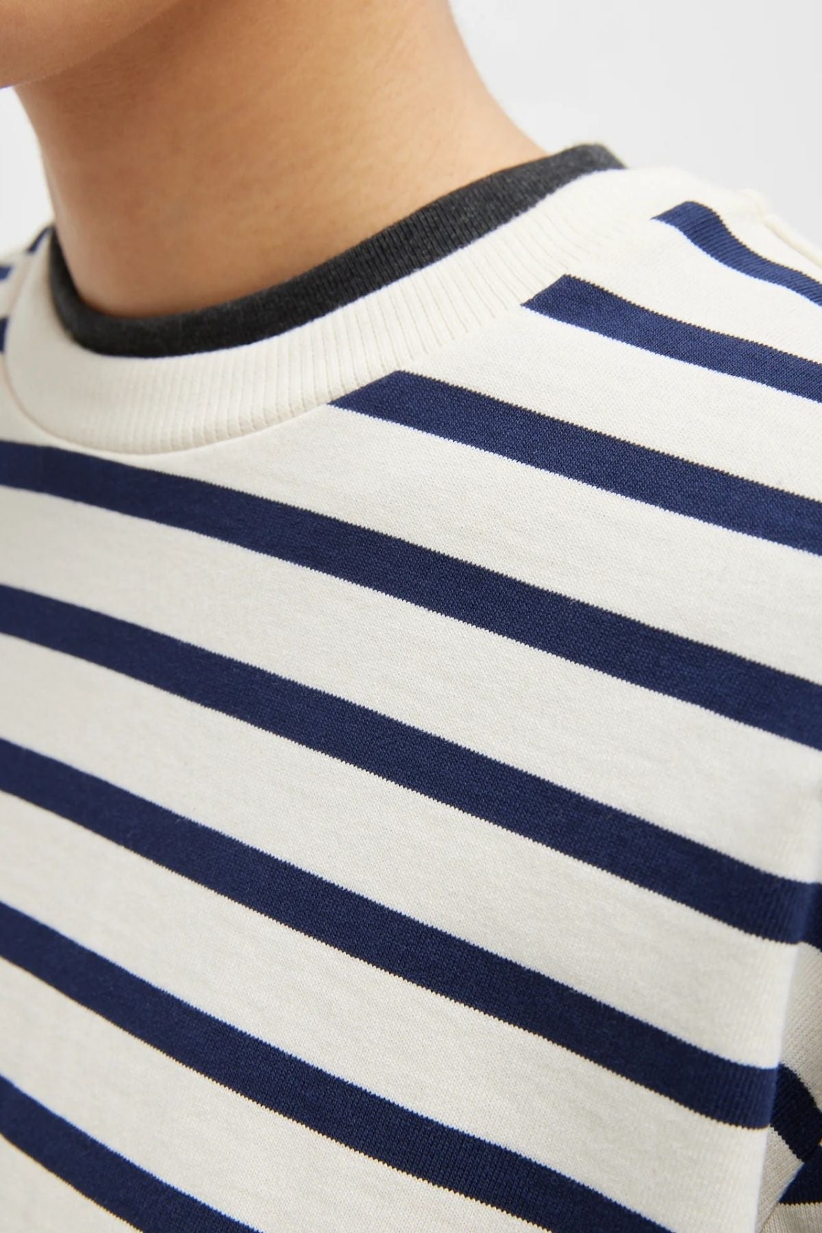 Tibi Striped Perfect Unisex Long Sleeve T-Shirt - Navy Multi