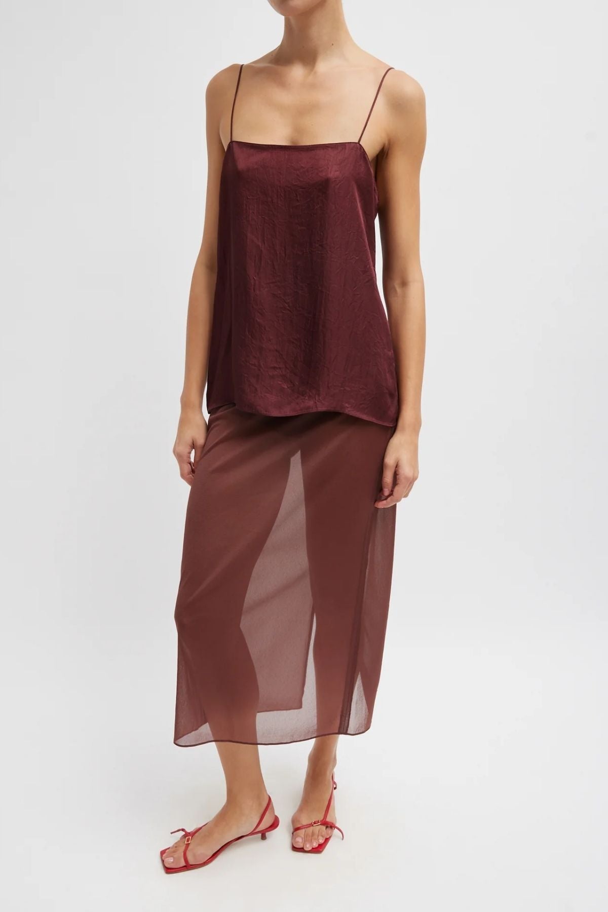 Tibi The Slip Cami - Port Wine