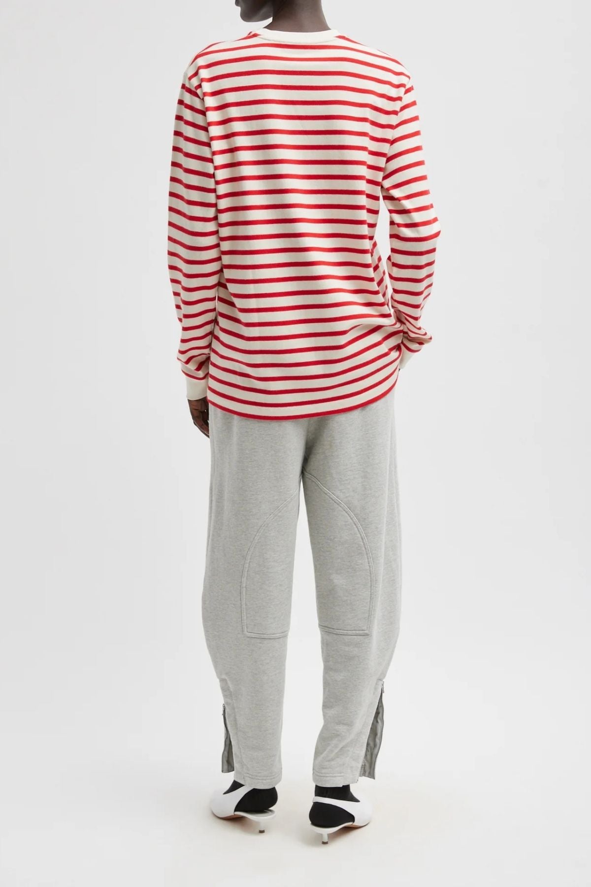 Tibi Striped Perfect Unisex Long Sleeve T-Shirt - Red Multi