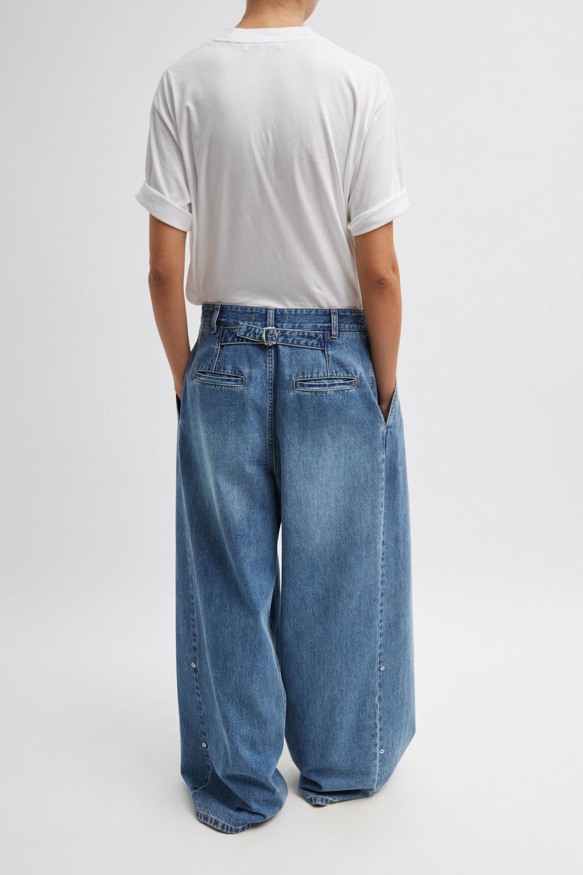 Tibi Triple Pleat Pant Spring Denim - Classic Blue