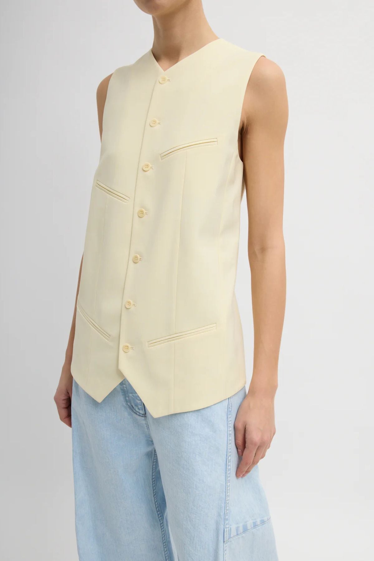 Tibi Tropical Wool Easy Vest - Ivory