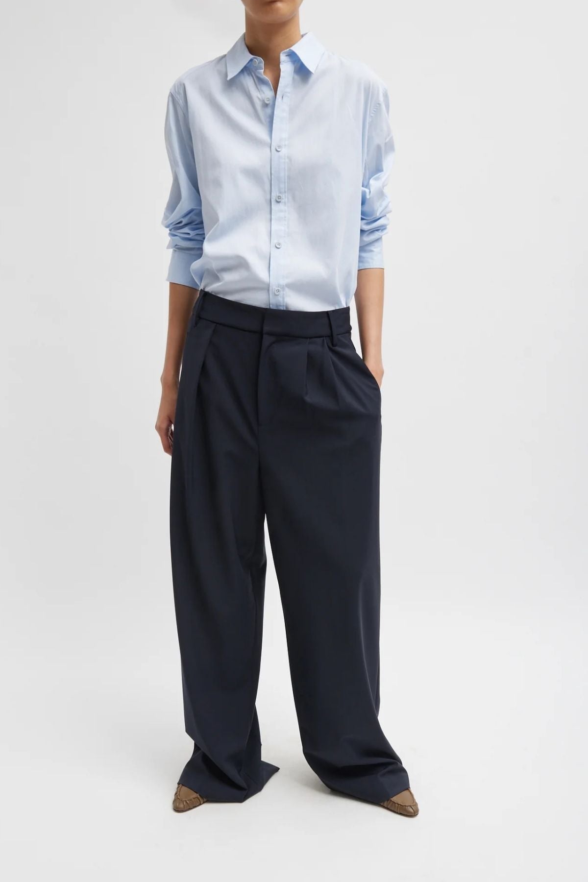 Tibi Tropical Wool Stella Pant - Navy