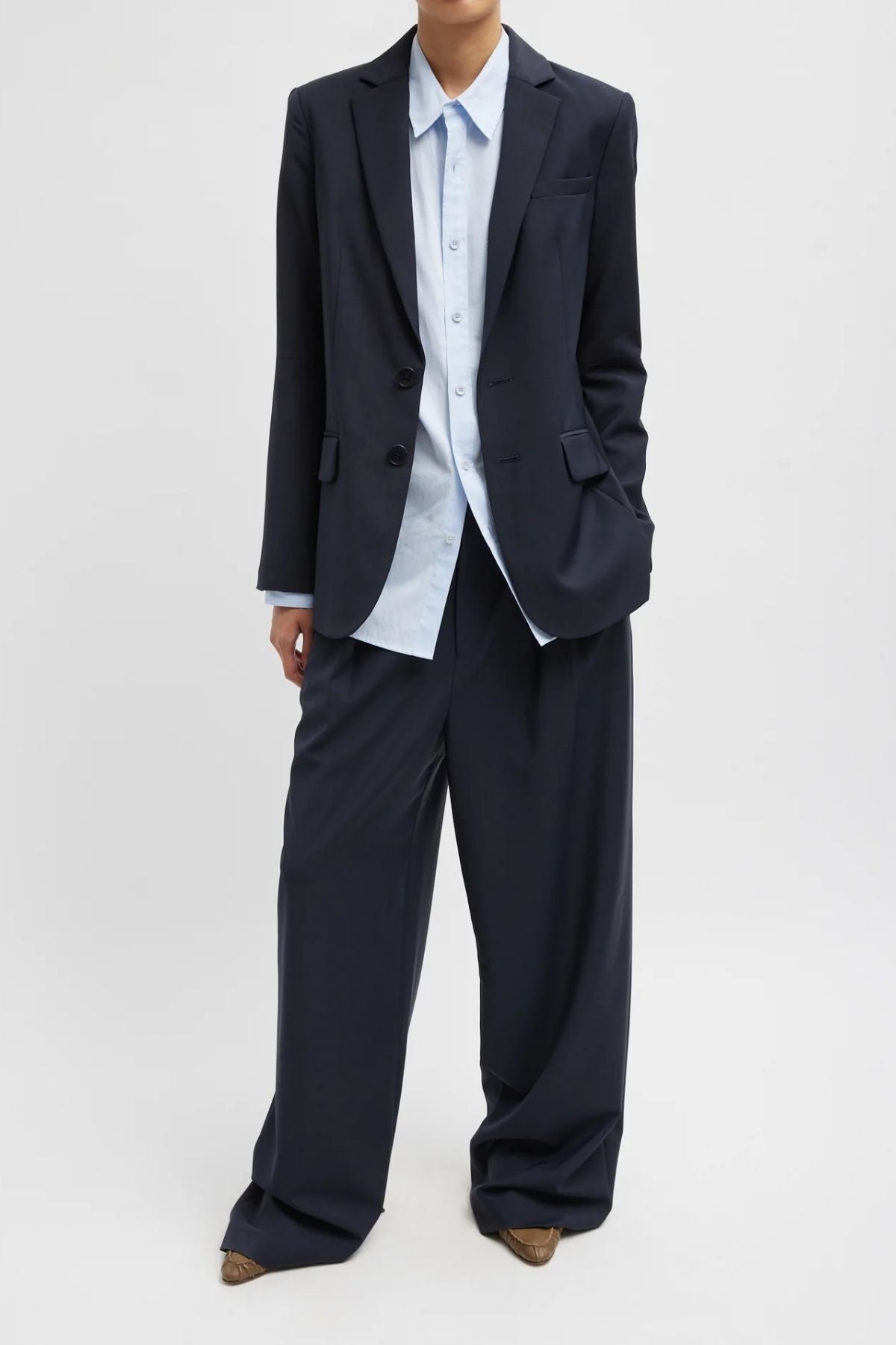 Tibi Tropical Wool Stella Pant - Navy