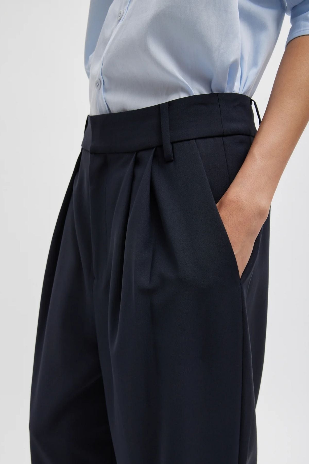 Tibi Tropical Wool Stella Pant - Navy