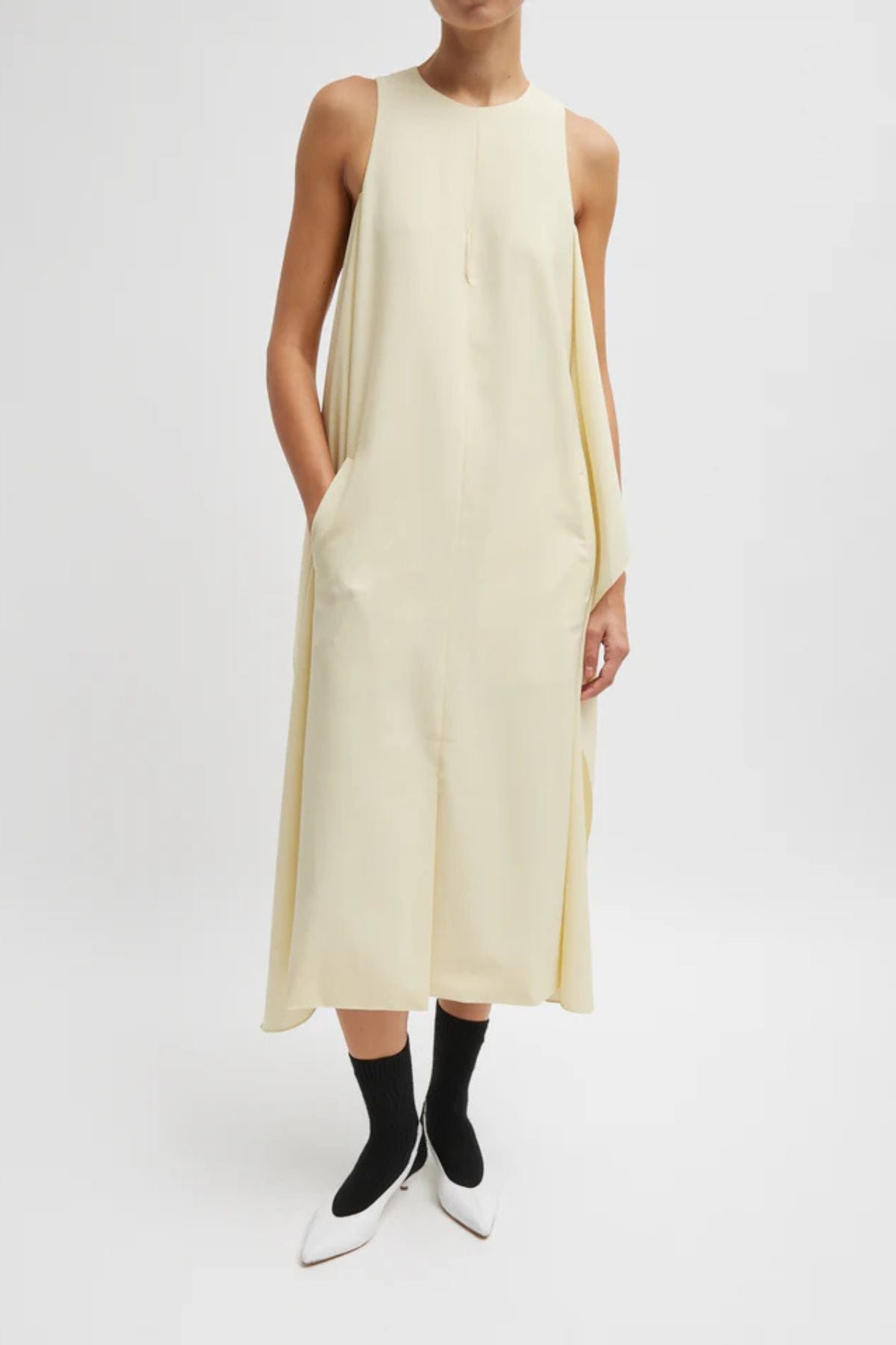 Tibi Tropical Wool Tie Front Dress - Ivory