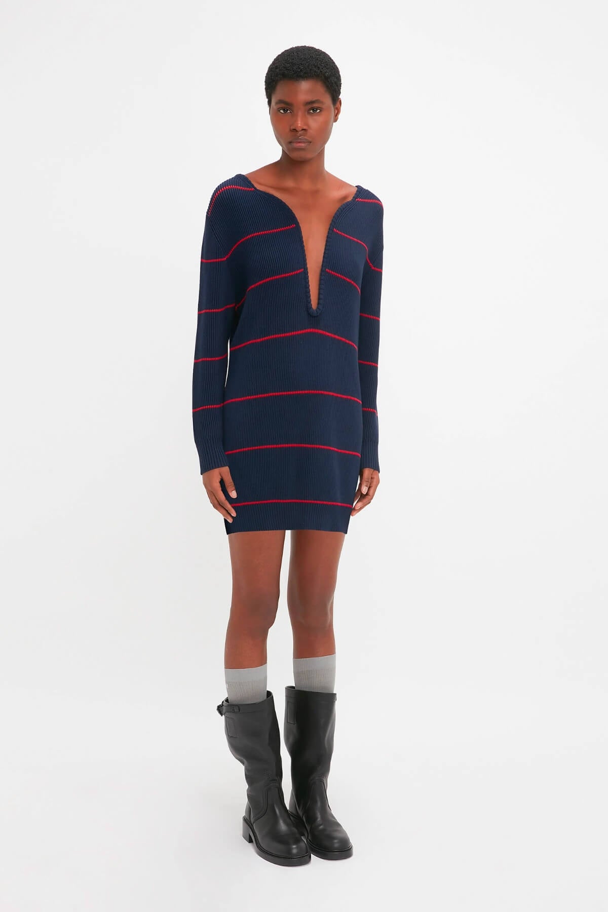 Victoria Beckham Frame Detail Jumper Dress Navy Red Grace Melbourne