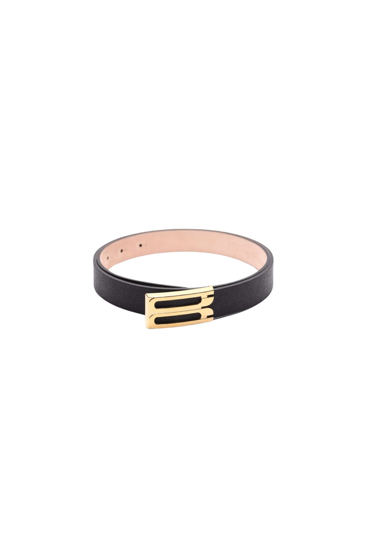 Victoria Beckham Frame Buckle Belt - Grained Black