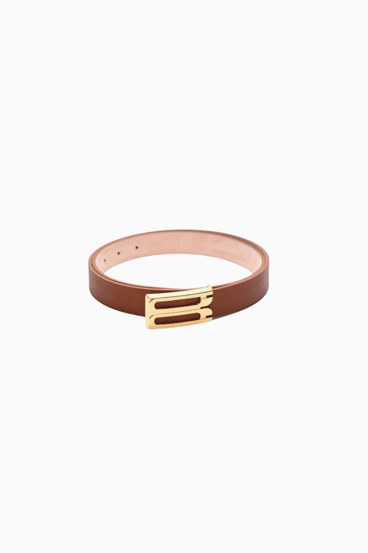 Victoria Beckham Frame Buckle Belt - Grained Tan