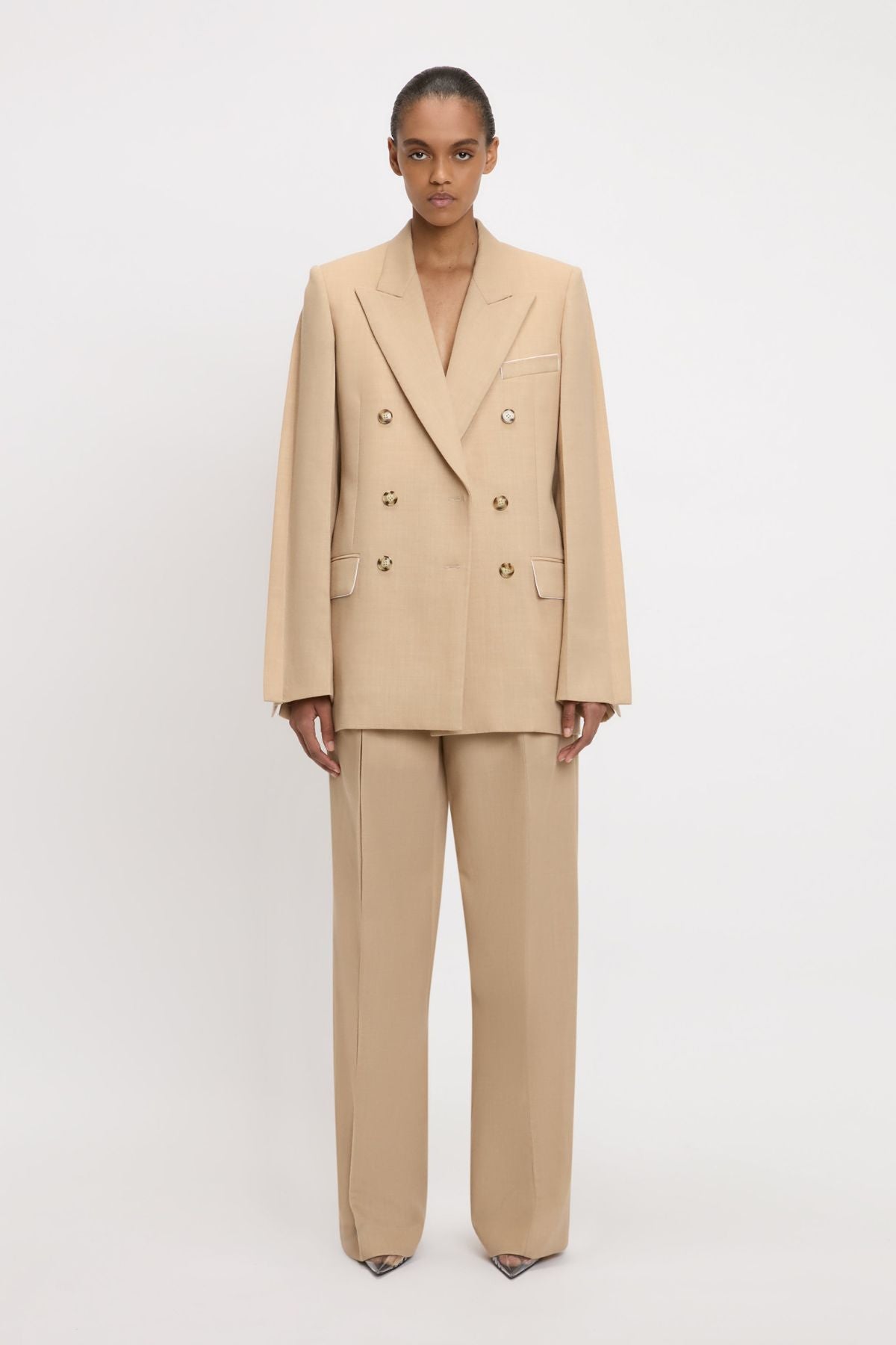 Victoria Beckham Oversized Mens Blazer - Sepia/ Ivory