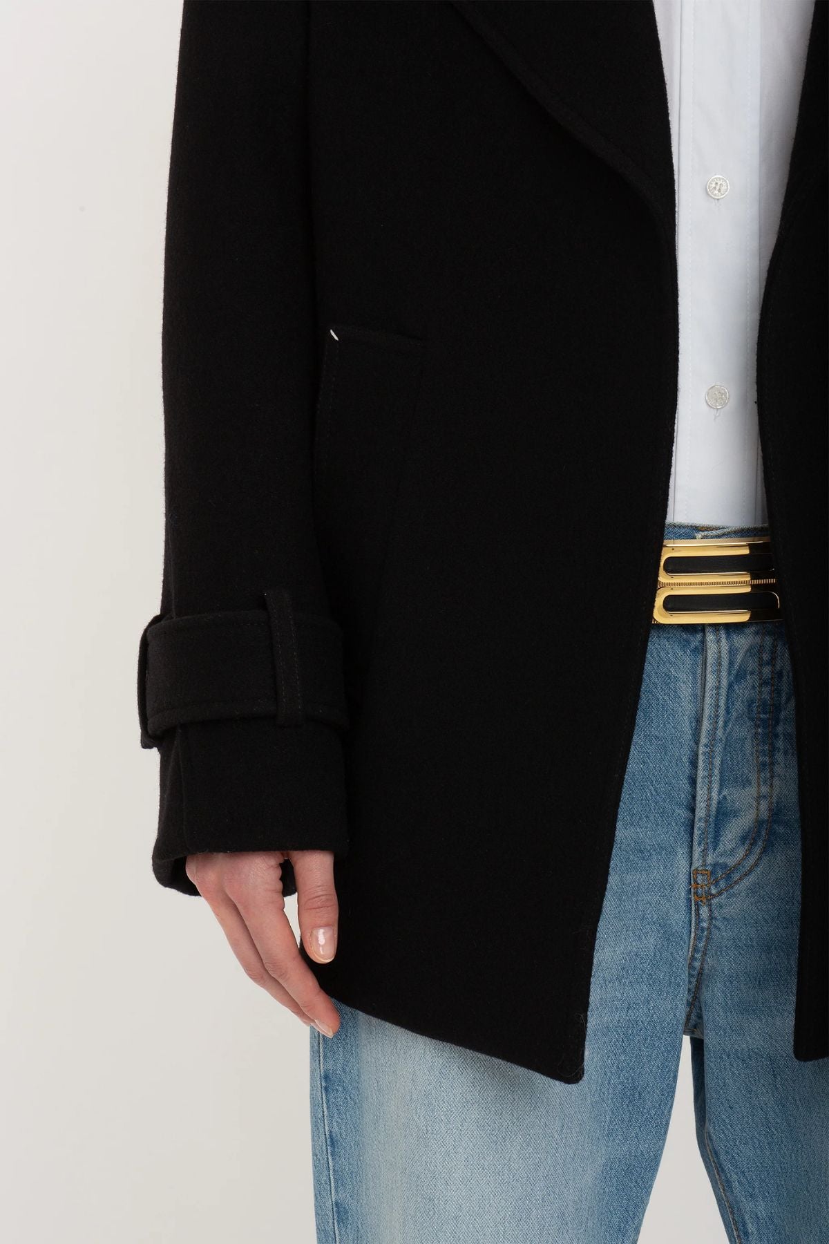 Victoria Beckham Oversized Pea Coat - Black