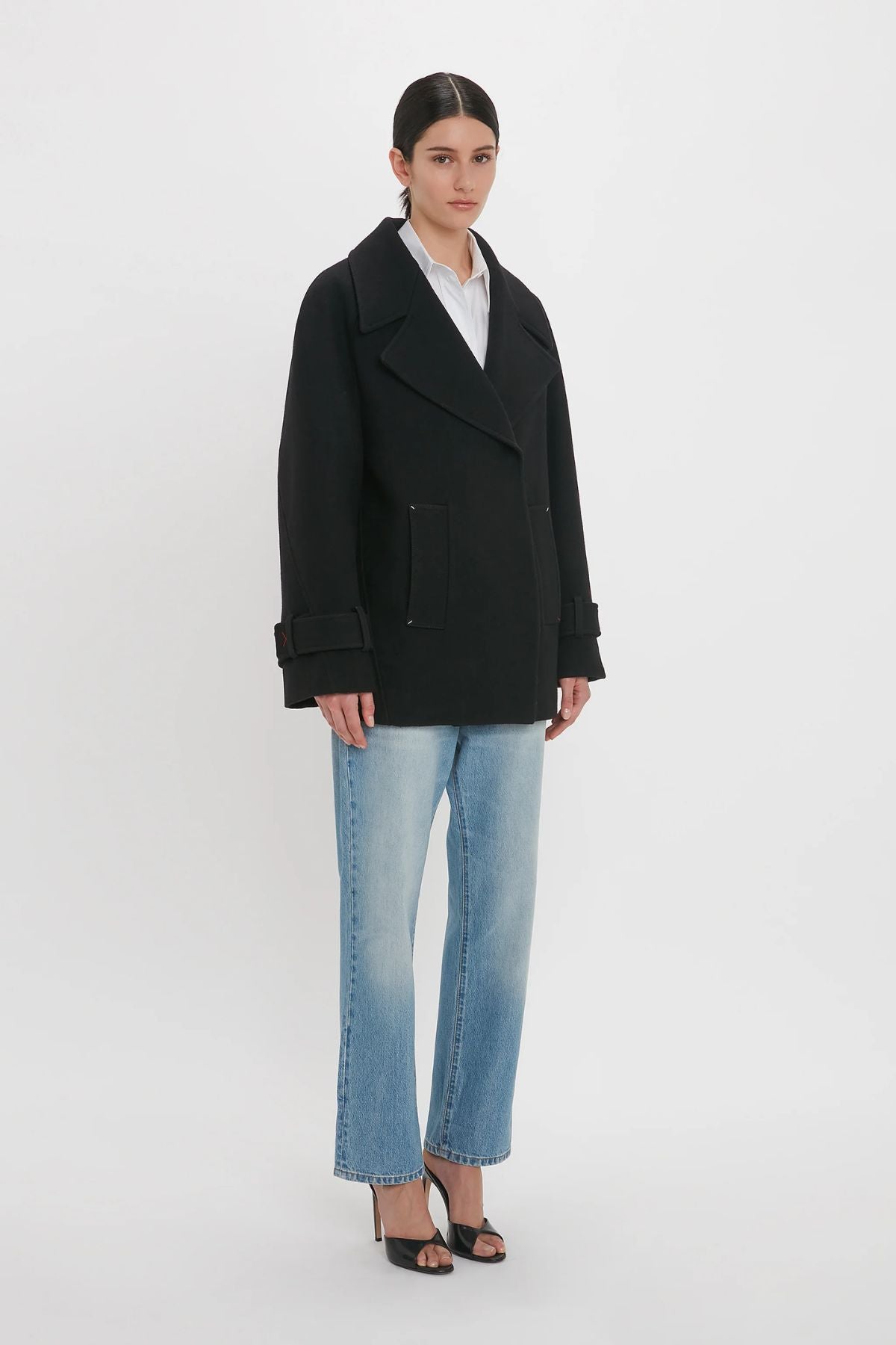 Victoria Beckham Oversized Pea Coat - Black