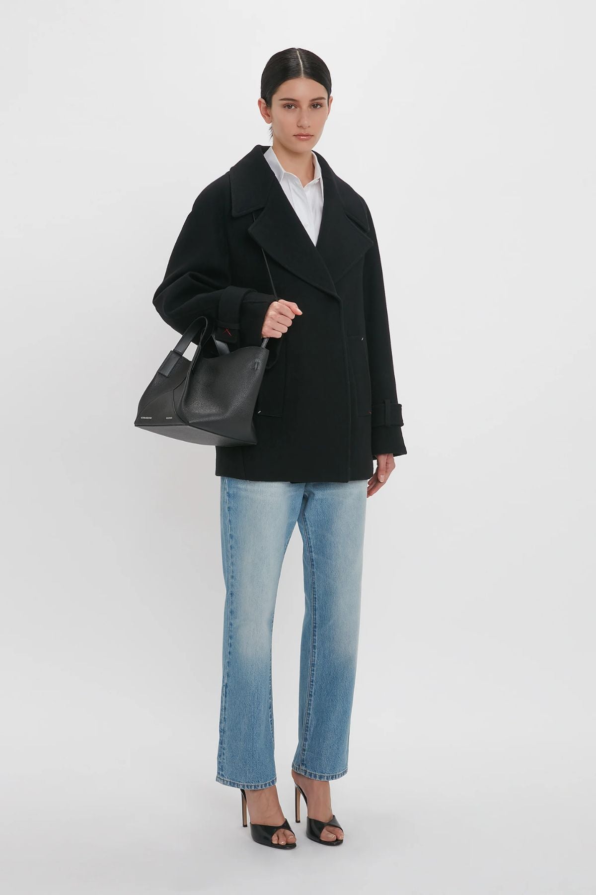 Victoria Beckham Oversized Pea Coat - Black