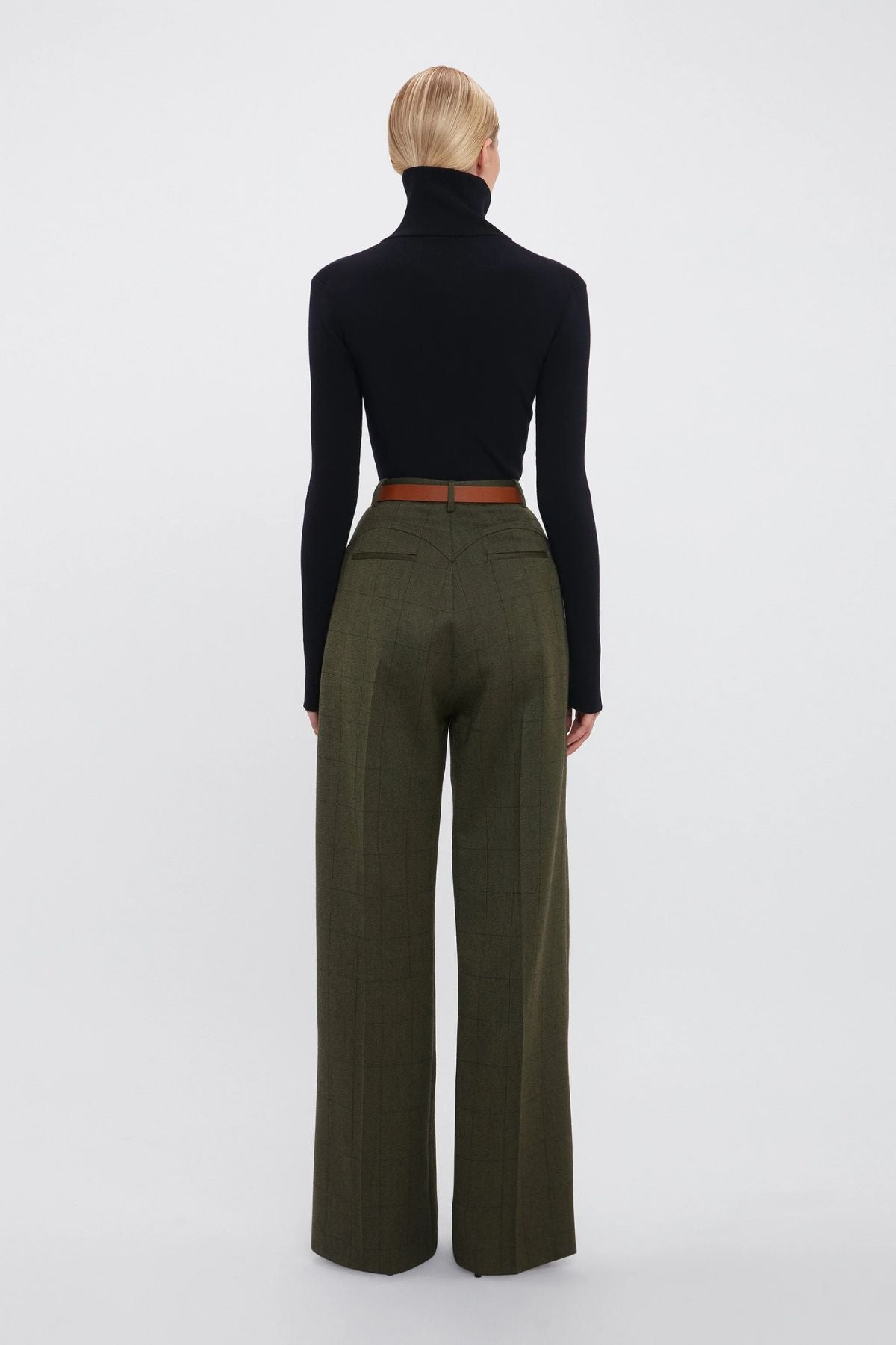 Victoria Beckham Wide Leg Trouser - Dark Fern