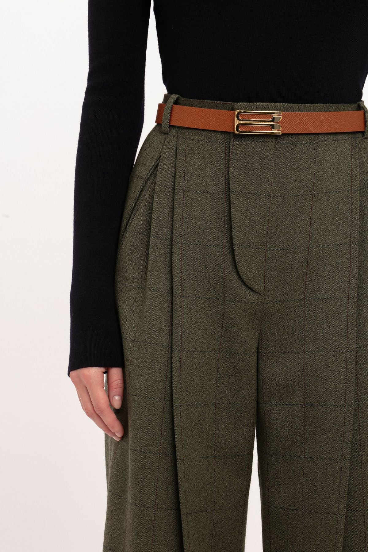 Victoria Beckham Wide Leg Trouser - Dark Fern