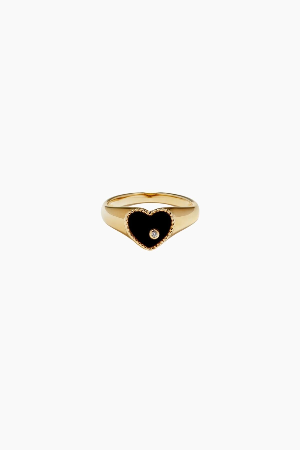 Yvonne Léon Baby Chevaliere Onyx Heart Ring - Yellow Gold